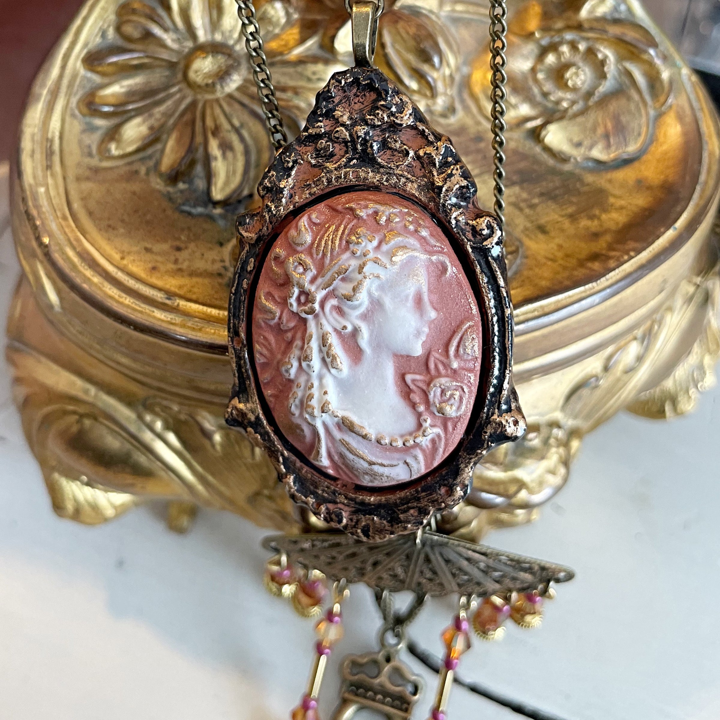 Victorian Lady Chatelaine Cameo